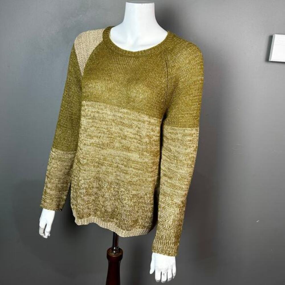 See by Chloe sweater size 8 green semi‎ sheer alpaca metallic glitter patchwork